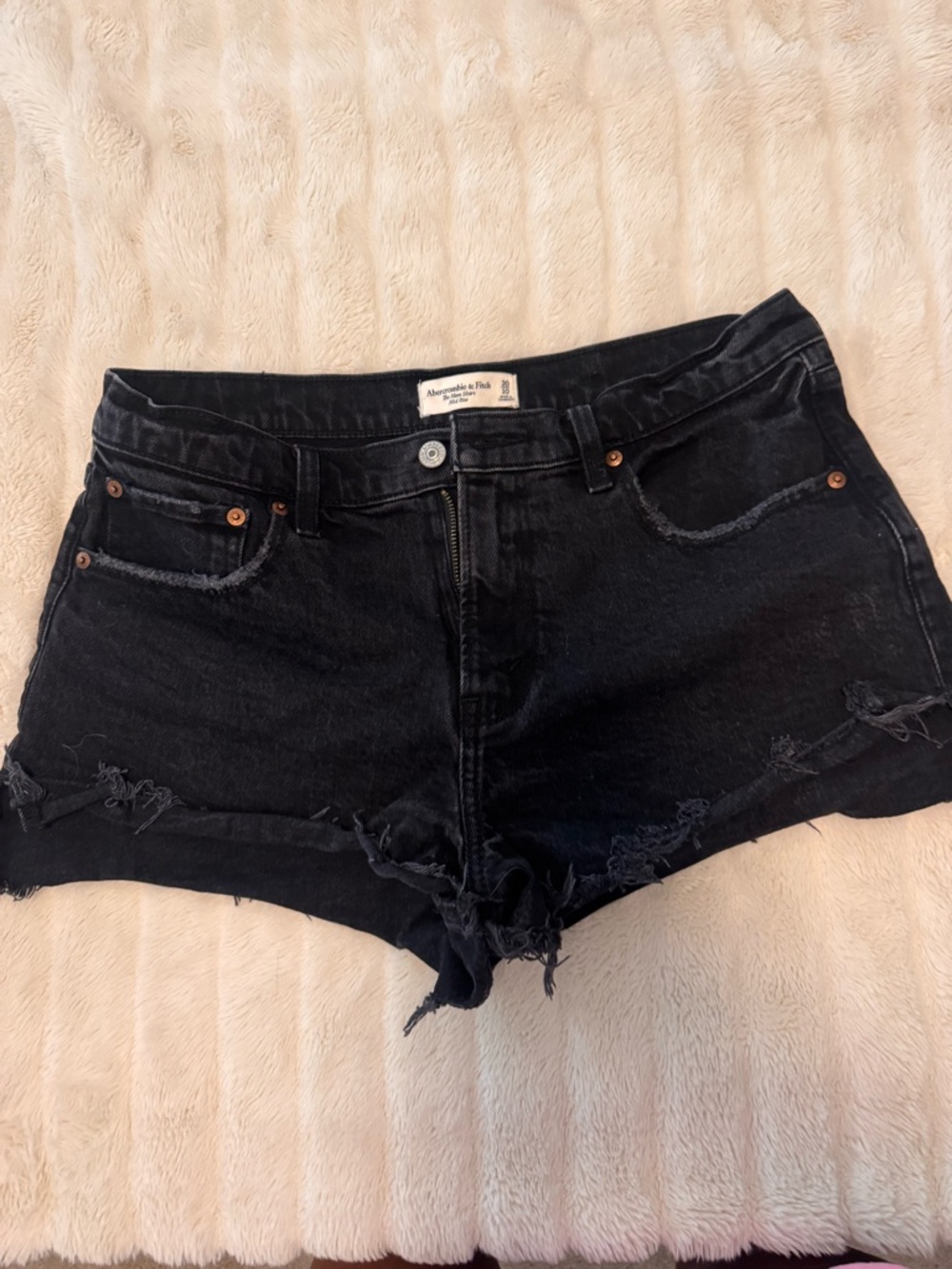 Abercrombie & Fitch Black Distressed Cutoff Jean Shorts 30/10